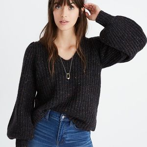 Madewell V-Neck Puff-Sleeve Sweater size XS